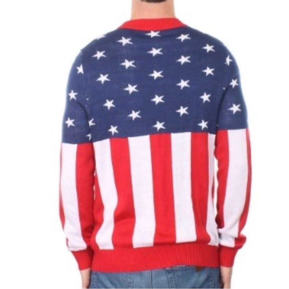 Tipsy Elves American Flag Red White Blue Sweater with Patriotic Flair Size L - Picture 2 of 10